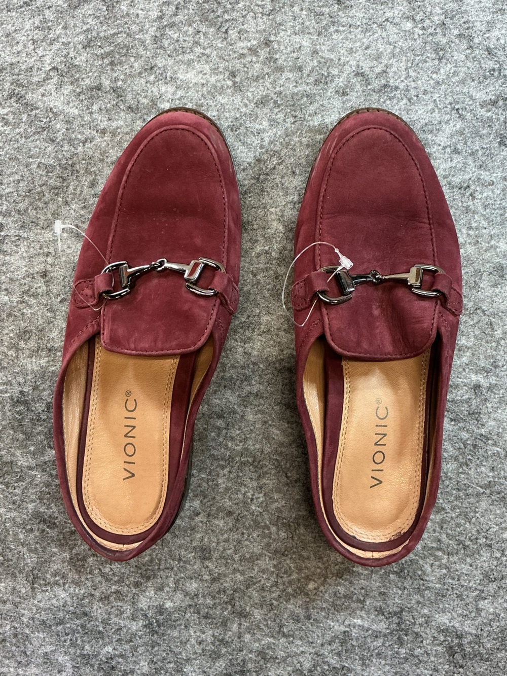 Vionic Wine Suede Slip-On Loafers with Metal Detail Size 6